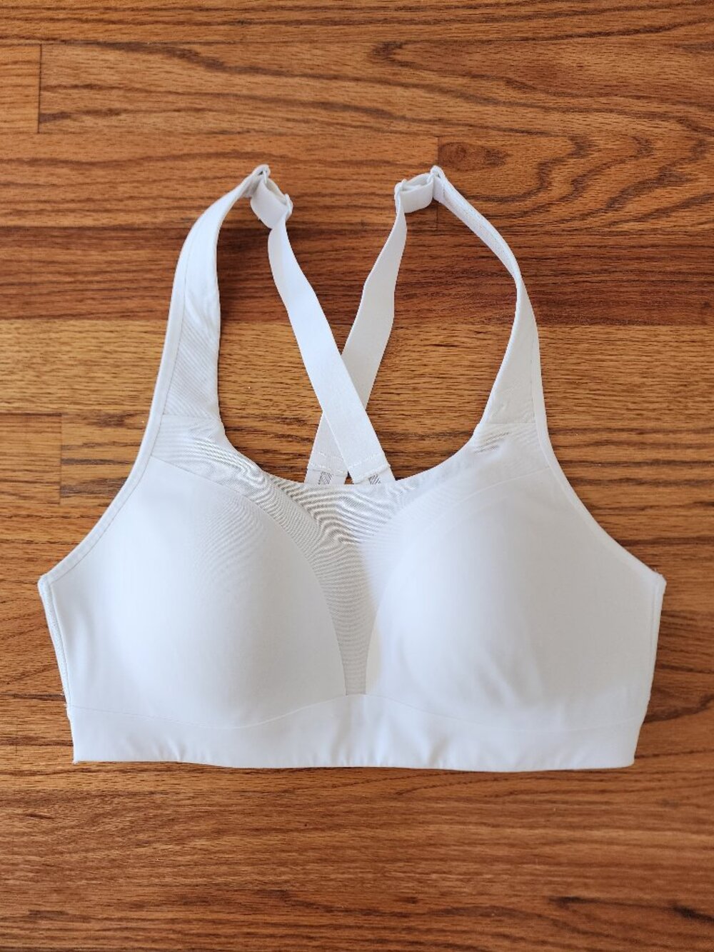 Athleta High-Support White Sports Bra Size Medium | Mesh Cross-Back